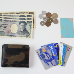 【廃盤】イタリアンレザーで作った小さなお財布　カモフラージュカーキ　コンパクト財布【送料無料】aw-23im 2枚目の画像