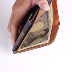 【廃盤】イタリアンレザーで作った小さなお財布　カモフラージュカーキ　コンパクト財布【送料無料】aw-23im 5枚目の画像