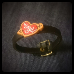 %103 - ２ＰSET☆Im Yours LOVE Leather Bracelet(ｱｲﾑﾕｱｰｽﾞﾗｳﾞﾚｻﾞｰﾌ 2枚目の画像