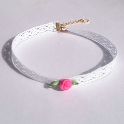 Rose lace choker(pink) by.ciao☆meow 1枚目の画像