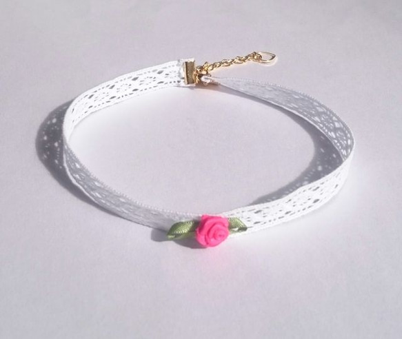 Rose lace choker(pink) by.ciao☆meow 1枚目の画像