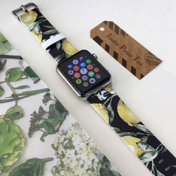 Apple Watch Strap Series 1 & Series 2 真皮手錶帶 更換式蘋果錶帶 - 黑色與檸檬 第2張的照片