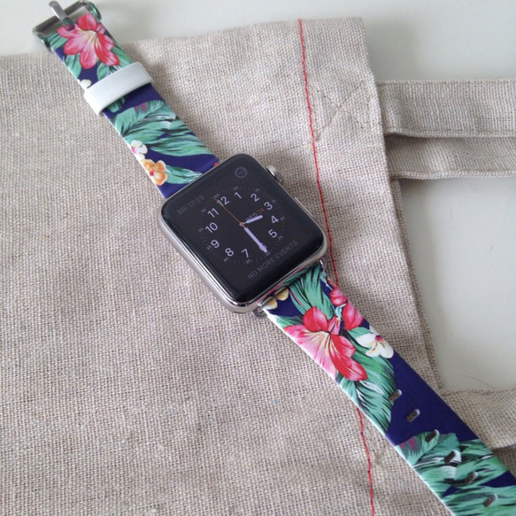 Apple Watch Strap Series 1 & Series 2 真皮手錶帶 更換式蘋果錶帶 - 夏威夷花 第1張的照片