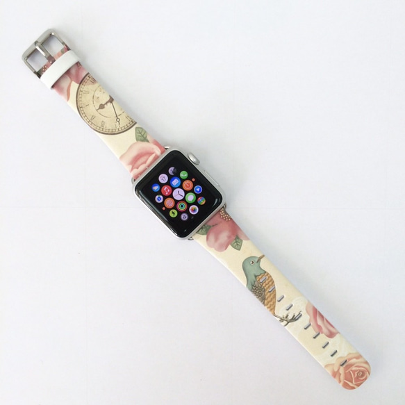 Apple Watch Strap Series 1 & Series 2 真皮手錶帶 更換式蘋果錶帶 - 鐘●鳥●花 第1張的照片