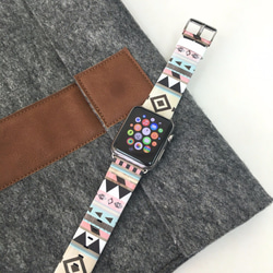Apple Watch Strap Series 1 & Series 2 真皮手錶帶 更換式蘋果錶帶 - 彩色部落民族 第2張的照片