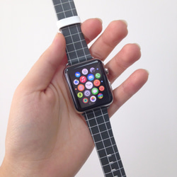 Apple Watch Strap Series 1 & Series 2 真皮手錶帶 更換式蘋果錶帶 - 文青綠色格子 第1張的照片