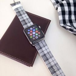 Apple Watch Strap Series 1 & Series 2 真皮手錶帶 更換式蘋果錶帶 - 灰黑色格子 第2張的照片