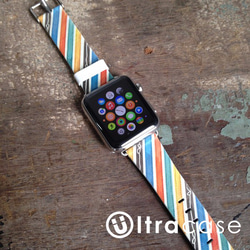 交換可能なAppleとAppleのストラップウォッチシリーズ1＆シリーズ2レザーの時計ストラップ - リボンパターン 1枚目の画像