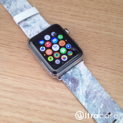 Apple Watch Strap Series 1 & Series 2 真皮手錶帶 更換式蘋果錶帶 -灰色大理石圖案 第1張的照片