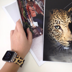 Apple Watch Strap Series 1 & Series 2 真皮手錶帶 更換式蘋果錶帶 - 黃棕色豹紋圖 第2張的照片