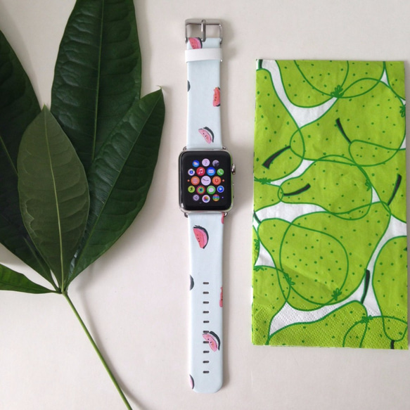 Apple Watch Strap Series 1 & Series 2 真皮手錶帶 更換式蘋果錶帶 - 夏日西瓜 第1張的照片