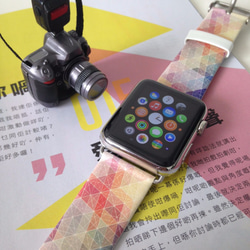 Apple Watch Strap Series 1 & Series 2 真皮手錶帶 更換式蘋果錶帶 - 彩色點與線 第2張的照片