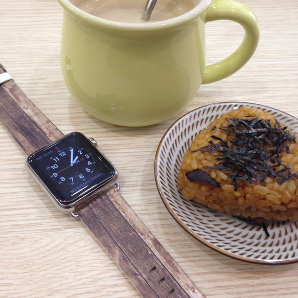 Apple Watch Strap Series 1 & Series 2 真皮手錶帶 更換式蘋果錶帶 - 木紋 第2張的照片
