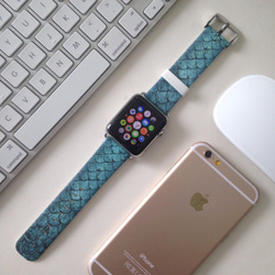 Apple Watch Strap Series 1 & Series 2 真皮手錶帶 更換式蘋果錶帶 - 高貴魚鱗 第1張的照片
