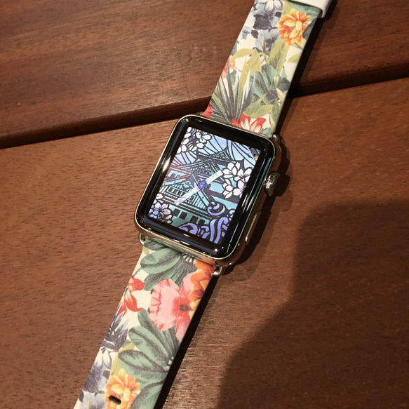 Apple Watch Strap Series 1 & Series 2 真皮手錶帶 更換式蘋果錶帶 - 繽紛花紋 第1張的照片