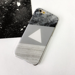 ◎iPhone 透明電話軟殼◎Samsung 透明手機軟殼◎手機配件◎ 白色三角形與灰色大理石與木紋 第1張的照片