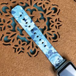 Apple Watch Strap Series 1 & Series 2 真皮手錶帶 更換式蘋果錶帶 - 藍綠色的花 第4張的照片