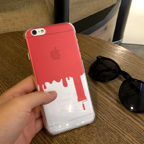 ◎iPhone 透明電話軟殼◎Samsung 透明手機軟殼◎手機配件◎ 紅色趣味油漆在牆上 第1張的照片