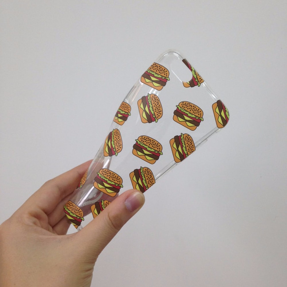◎iPhone透明電話透明ソフトシェル◎サムスンの携帯電話ソフトシェル◎アメリカのハンバーガーパターン 2枚目の画像