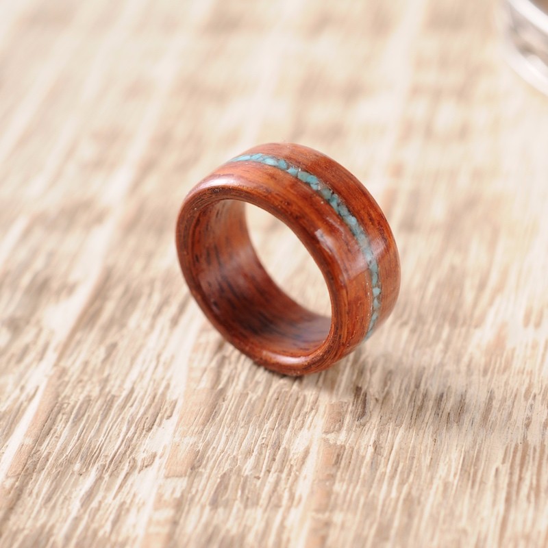 カリンとターコイズのウッドリング