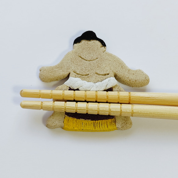 お相撲さんの箸置き　紫 5枚目の画像