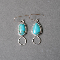 美國綠松石純銀耳環 American turquoise silver earrings 第1張的照片