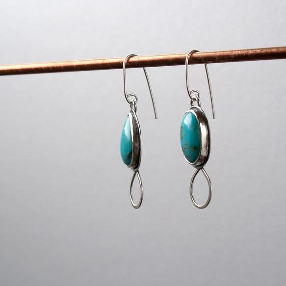 美國綠松石純銀耳環 American turquoise silver earrings 第3張的照片