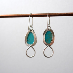 美國綠松石純銀耳環 American turquoise silver earrings 第4張的照片