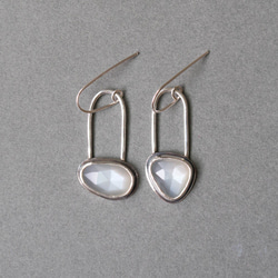 白月光石純銀耳環 White moonstone silver earrings 第1張的照片