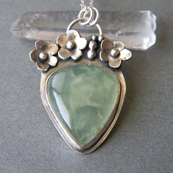 葡萄石純銀墬 Prehnite silver pendant 第2張的照片