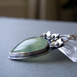 葡萄石純銀墬 Prehnite silver pendant 第3張的照片