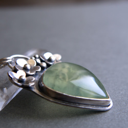 葡萄石純銀墬 Prehnite silver pendant 第4張的照片