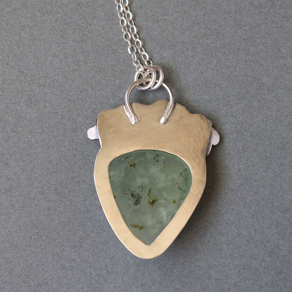 葡萄石純銀墬 Prehnite silver pendant 第5張的照片