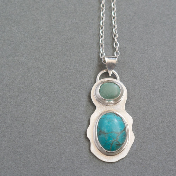 綠松石純銀墬子 Turquoise pendant 第1張的照片