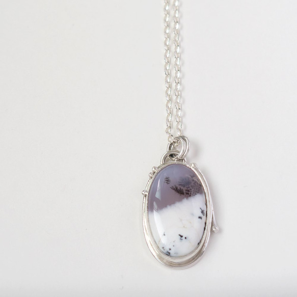 枝晶蛋白石純銀墬子 Dendrite opal pendant 第1張的照片