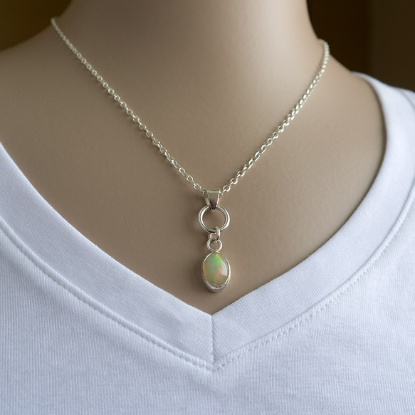 衣索比亞蛋白石純銀墬子 Ethiopian opal pendant 第5張的照片