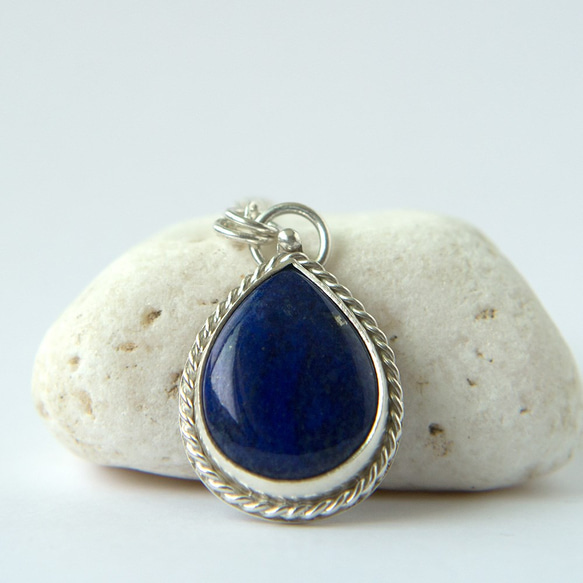 青金石純銀墬子 Lapis Lazuli pendant 第2張的照片