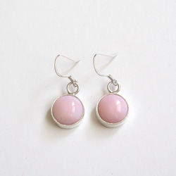 粉紅蛋白石純銀耳環 Pink opal silver earrings 第1張的照片