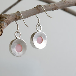 粉紅蛋白石純銀耳環 Pink opal silver earrings 第4張的照片