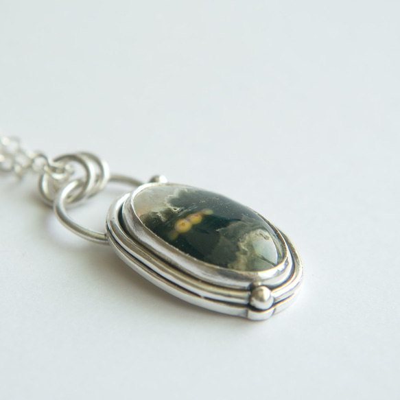 海洋碧玉純銀墬子 Ocean jasper silver pendant 第3張的照片