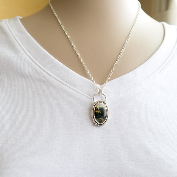 海洋碧玉純銀墬子 Ocean jasper silver pendant 第5張的照片