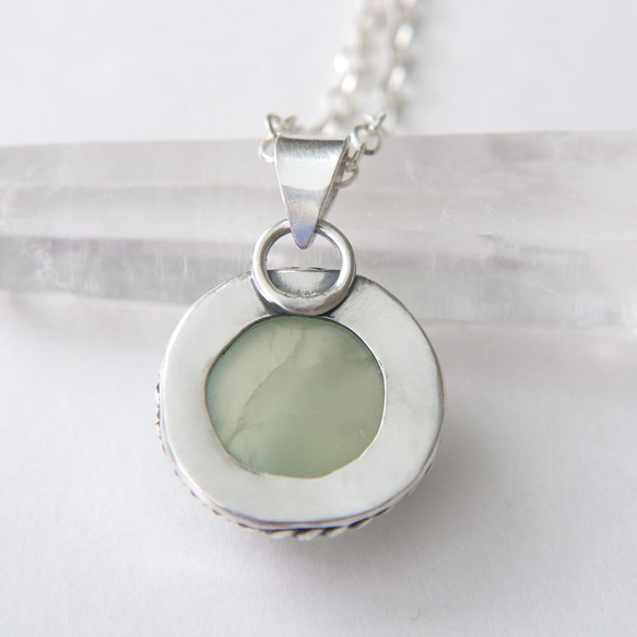 葡萄石純銀墬子 Prehnite silver pendant 第4張的照片