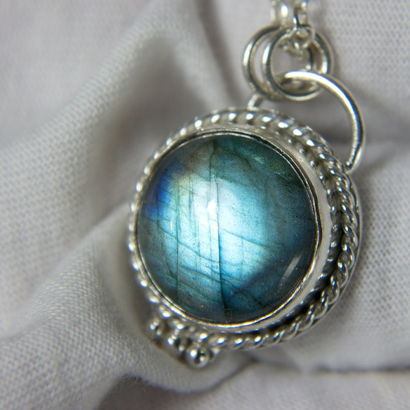 拉長石純銀墬子 Labradorite silver pendant 第3張的照片