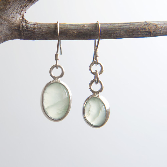 葡萄石純銀耳環 Prehnite silver earrings 第2張的照片