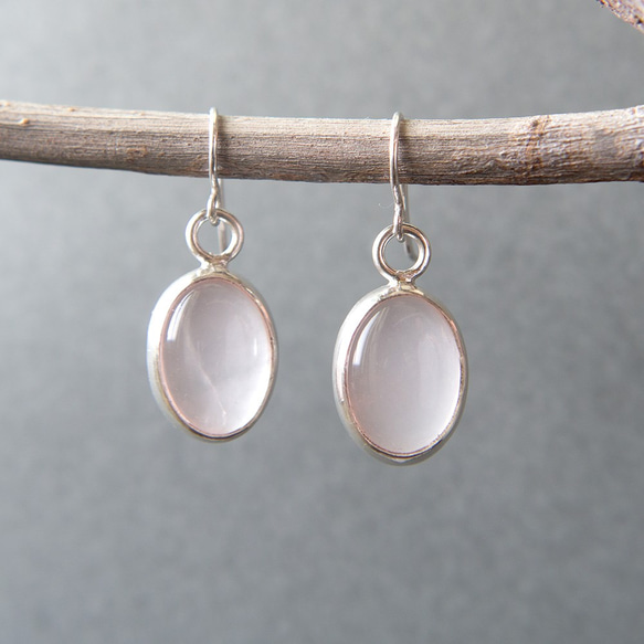 粉水晶純銀耳環 Rose quartz silver earrings 第2張的照片