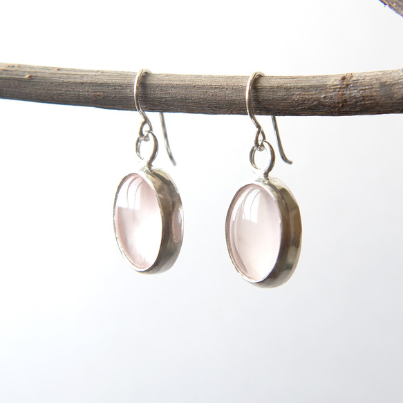 粉水晶純銀耳環 Rose quartz silver earrings 第3張的照片