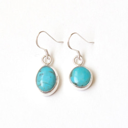 美國綠松石純銀耳環 American turquoise silver earrings 第1張的照片