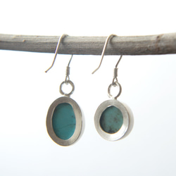 美國綠松石純銀耳環 American turquoise silver earrings 第4張的照片