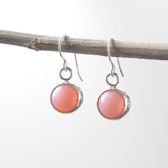 粉紅蛋白石純銀耳環 Pink opal silver earrings 第2張的照片