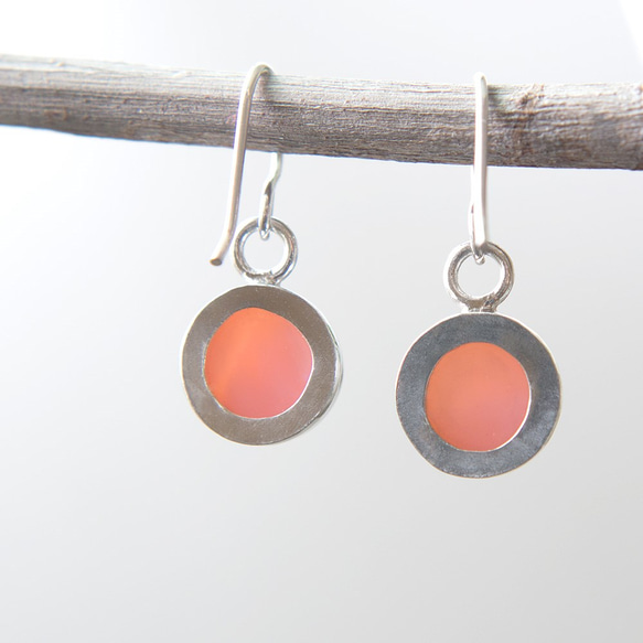 粉紅蛋白石純銀耳環 Pink opal silver earrings 第4張的照片